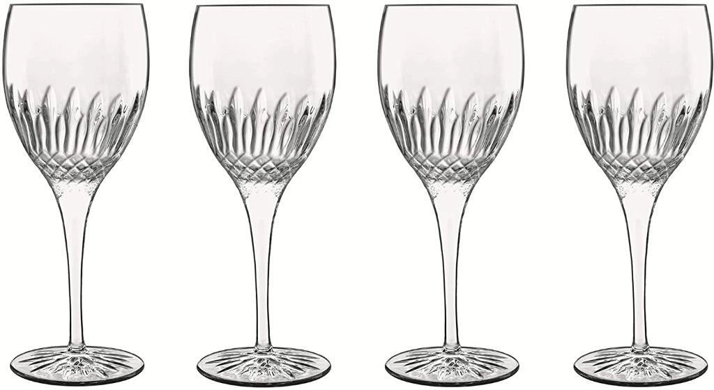 Set 4 Calici Bicchieri Diamante Riesling in Vetro 38 cl Luigi Bormioli