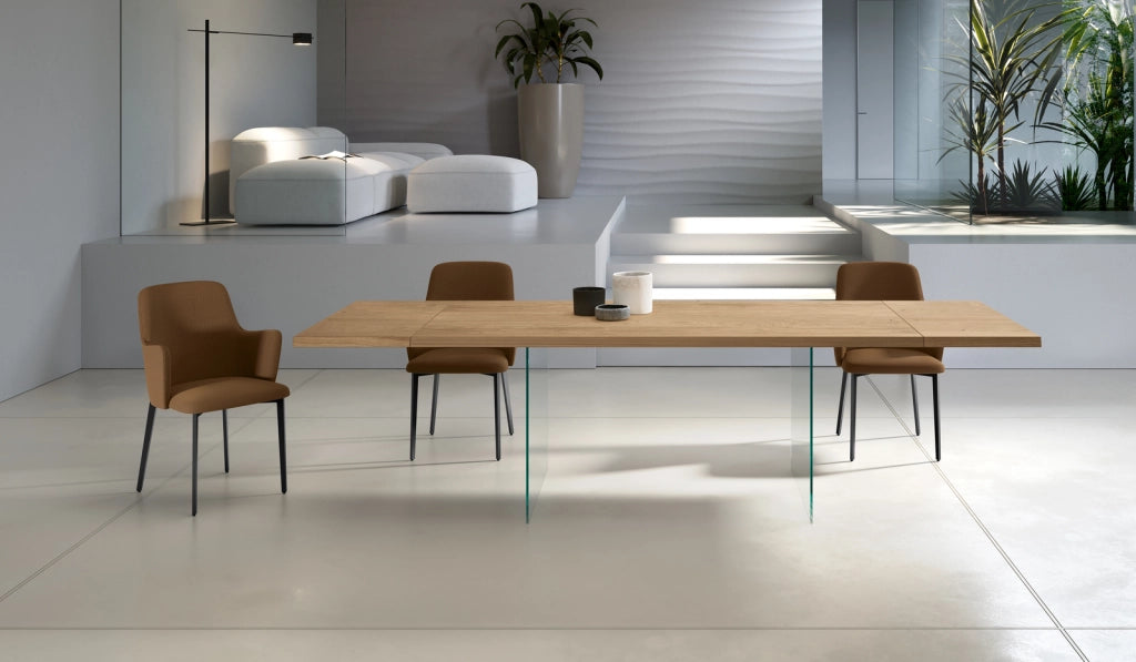 Snooker - Tavolo allungabile (200/300 x 100 cm) in rovere marrone impiallacciato