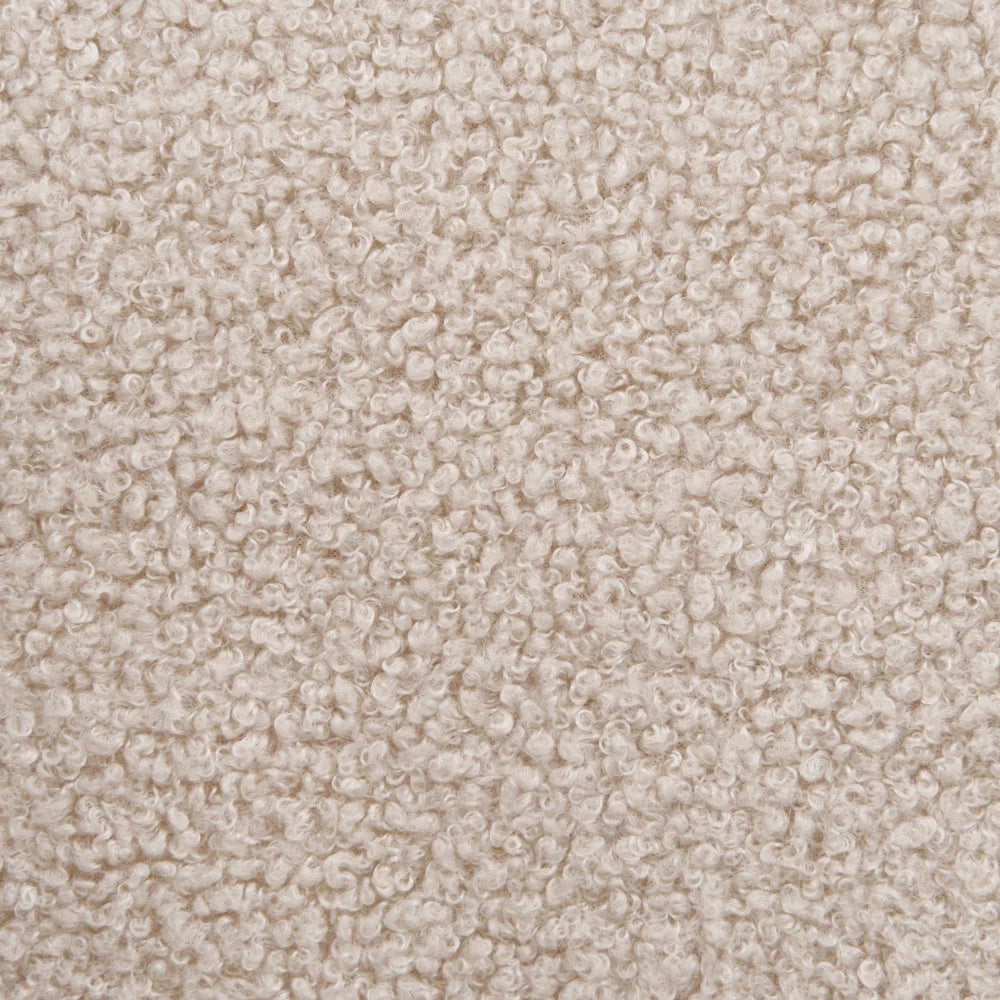 Poltrona imbottita in bouclè con braccioli stile moderno beige