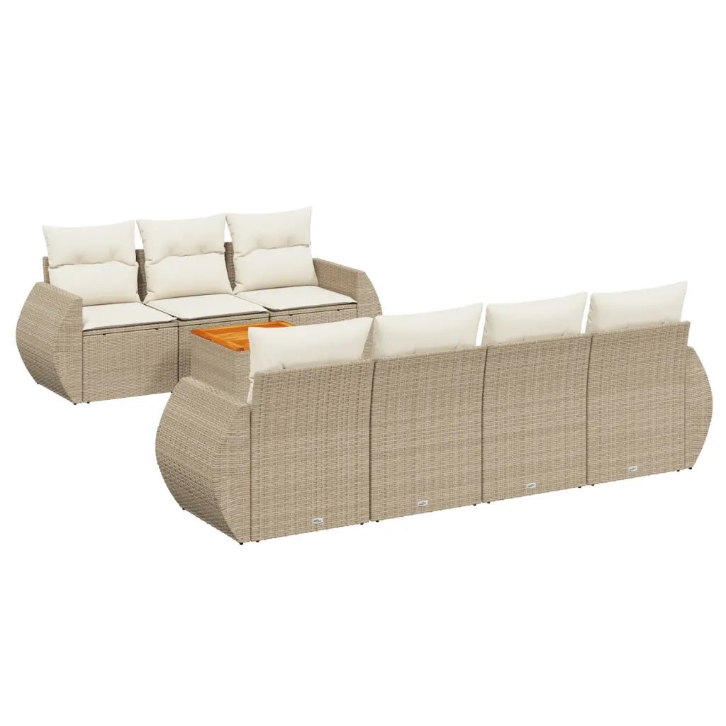 Set Divano da Giardino 8 pz con Cuscini Beige in Polyrattan 3257241