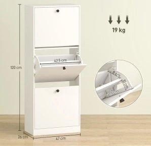 Scarpiera stretta a 3 ribalte, bianco