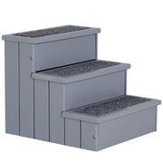 Scaletta per Cani 3 Gradini 40,5x44,5x38 cm in in Legno di Pino Grigio