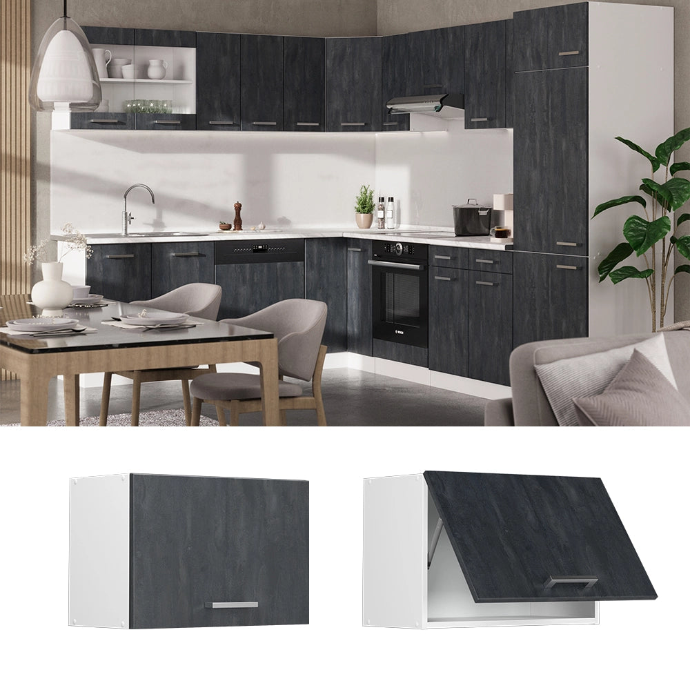 Vicco Pensile da cucina Calcestruzzo nero 60 cm Piatto