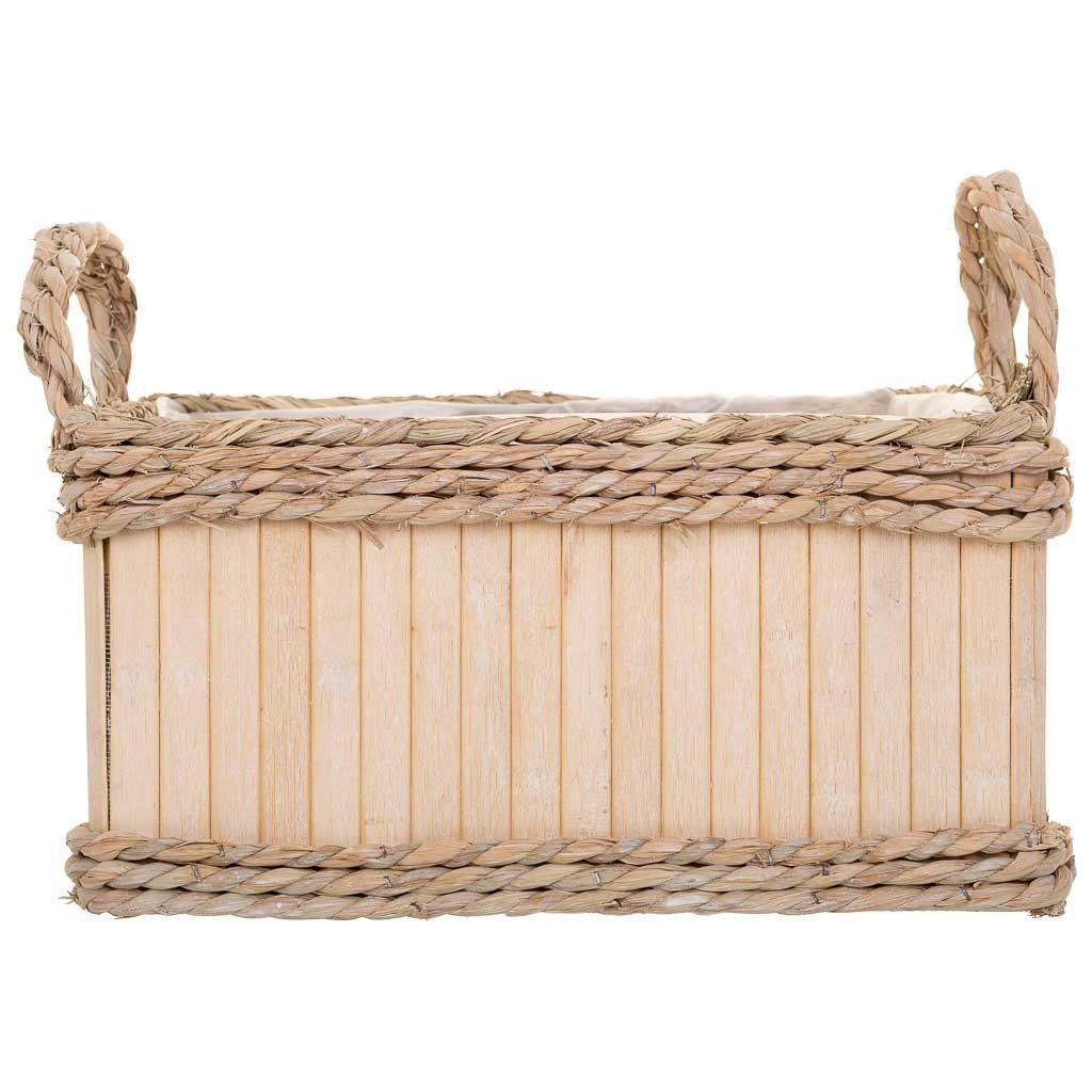 Set di 3 cestini ovali in legno marrone