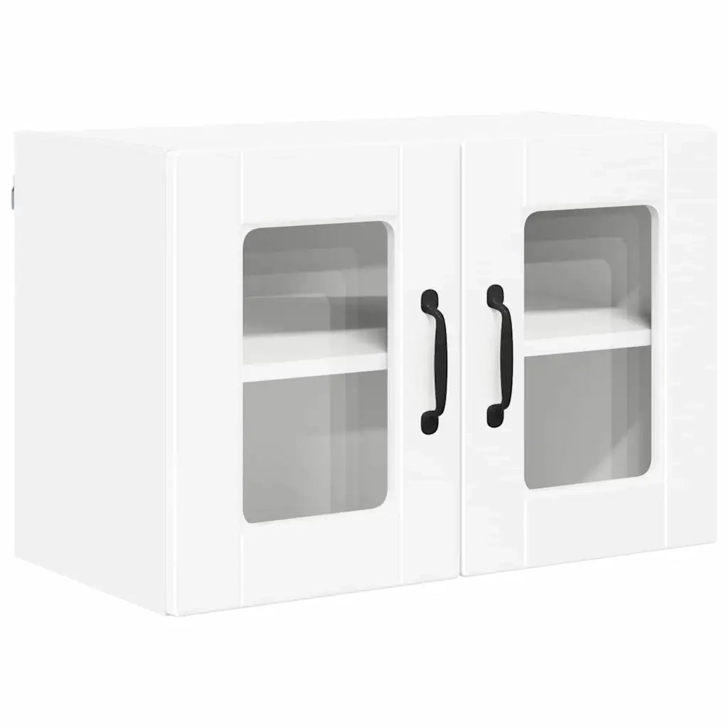 Pensile da cucina | Mobile in vetro da parete PORTO 2 pz Bianco 60 x 31 x 40 cm