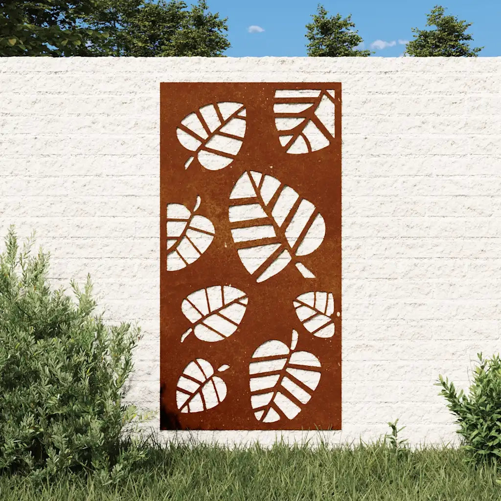Decorazione Muro da Giardino 105x55 cm Foglia Acciaio Cortencod mxl 106675
