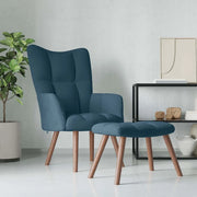 Divano Sedia-Poltrona Relax con Poggiapiedi Blu in Velluto 926550