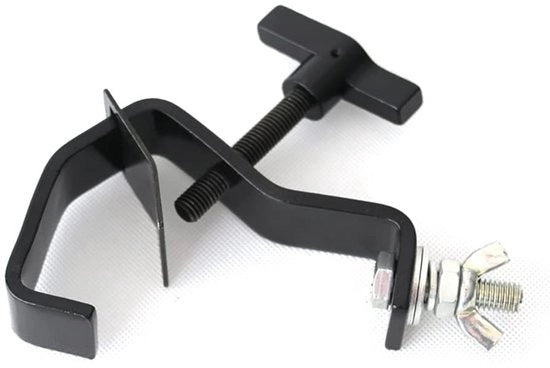 Montaggio clip 2 pezzi - Alluminio - Capacità di carico 40 kg - Adatto per diametro di tubo 35-51 mm - Per illuminazione di palco - Previene caduta di illuminazione - Clip per luce