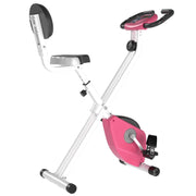 EasyComfort Cyclette Pieghevole da Fitness in Acciaio, Cyclette Magnetica Pieghevole da Casa con Altezza Regolabile, Resistenza Magnetica a 8 Livelli, Schermo LCD, 43x97x109cm, Rosa