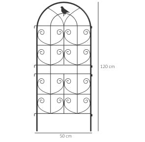 Set 2 grigliati per rampicanti ULEVR 50x120 cm in metallo nero con decoro uccelli