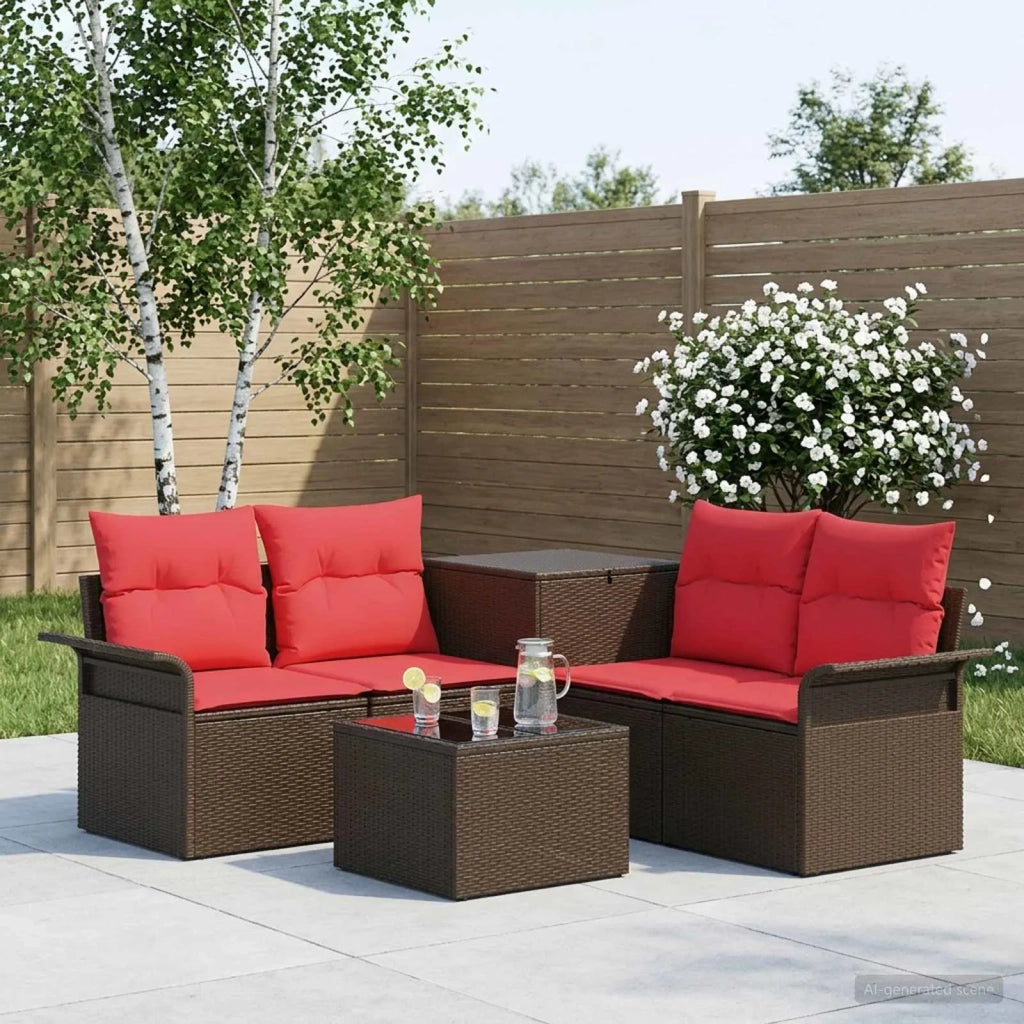 Set di divani 6 pcs 4-Numero di posti Marrone e Rosso 3447079