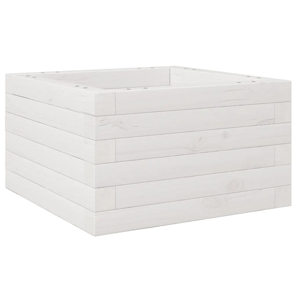 Fioriera | Cassetta per fiori | Vaso da Giardino Bianca 40x40x23 cm Legno Massello di Pino