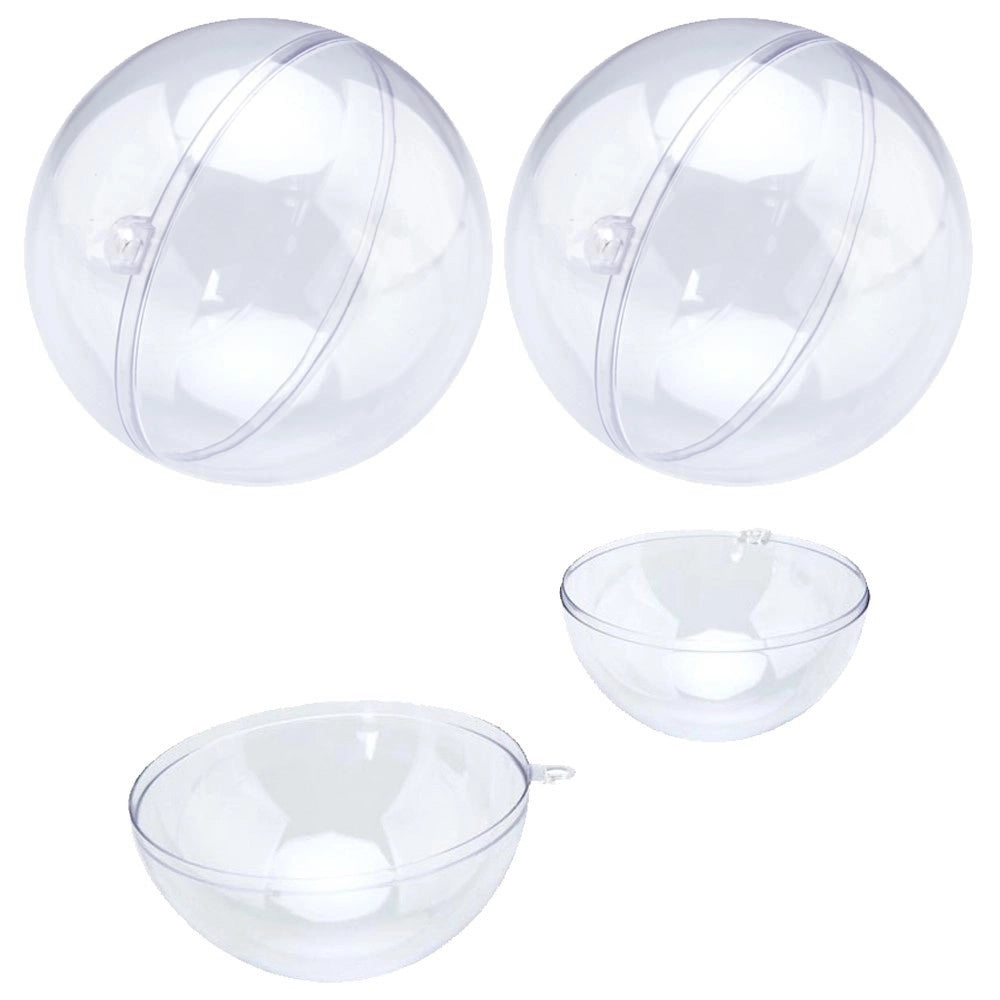 Trade Shop - Sfere Natalizie Palline Trasparenti Apribili Da Riempire Decorazione Natale 2pz 7cm -