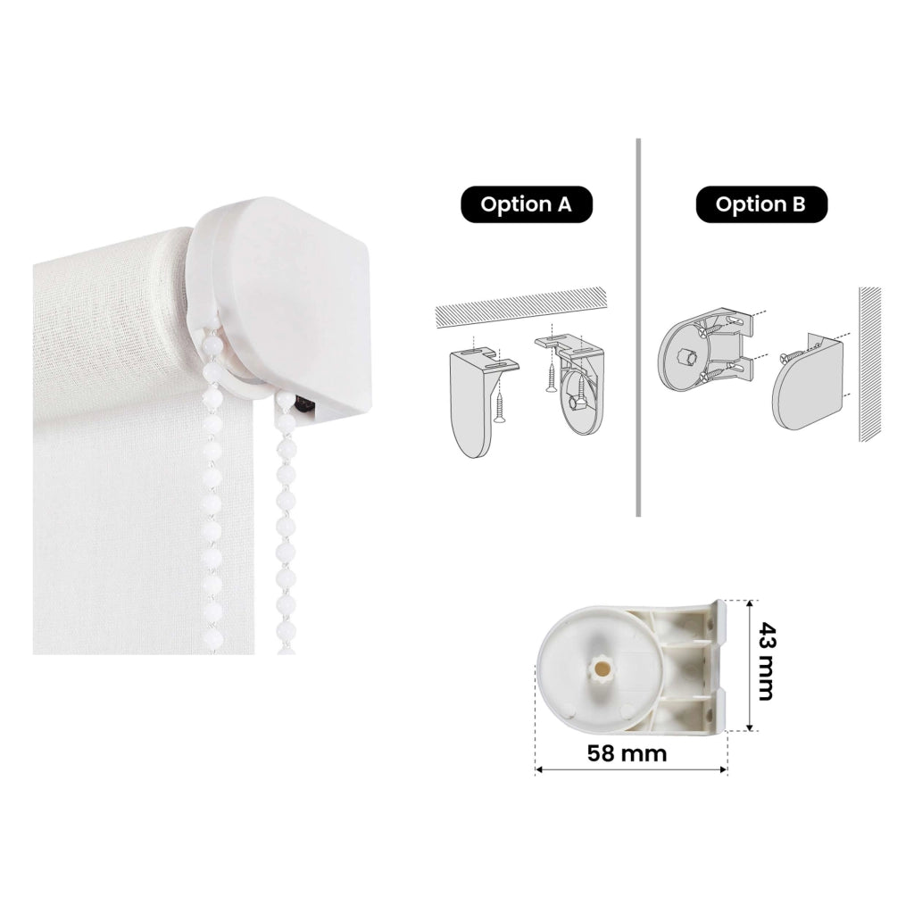 Tenda a Rullo Filtrante, Tenda Avvolgibile Traslucida Liscia Per Finestre e Porte Bianco 120x180 cm