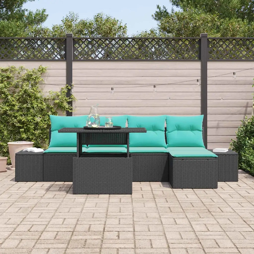 Set Divano da Giardino 6 pz Nero polyrattan 3357909