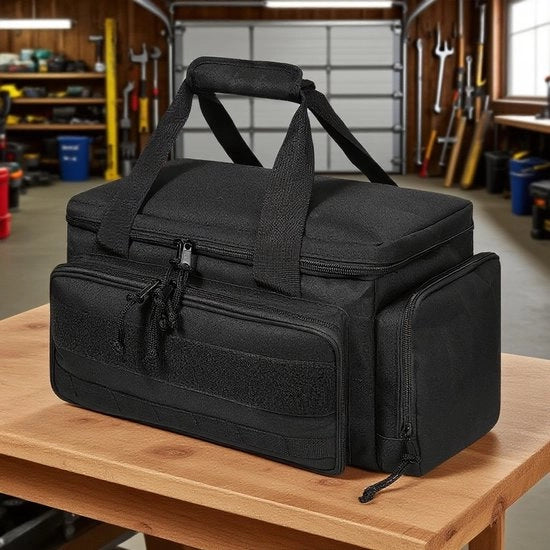 Tas da magazzino con fondo antiscivolo - Tas di stoccaggio per strumenti manuali per uomini - Tas tattica per strumenti - Tas multifunzione per riparatori, carpentieri e falegnami - Nero