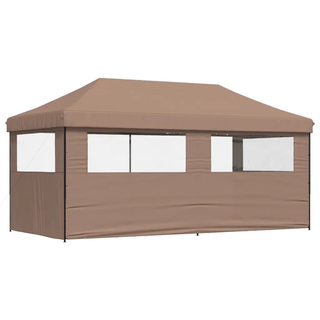 Tendone per Feste Pieghevole Pop-Up con 3 Pareti Marrone 4004948