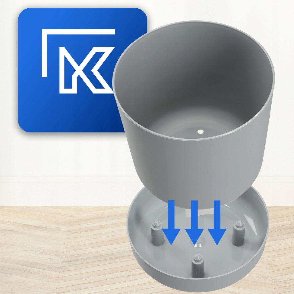 Vaso da fiori KADAX con supporto, coperchio, ciotola rotonda, 20 cm, grigio opaco