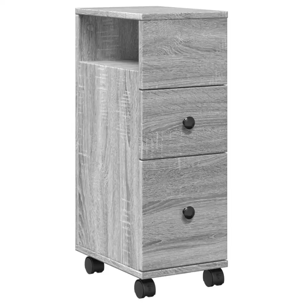 vidaXL Mobile da Bagno Stretto con Ruote Grigio Sonoma in Truciolato