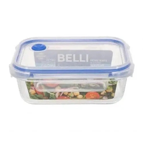 Contenitore ermetico rettangolare in vetro 640 ml 18×13,5 cm