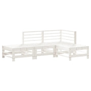 Set Salotto da Giardino 4 pz | Set di Mobili da Esterno Bianco in Legno Massello di Pino