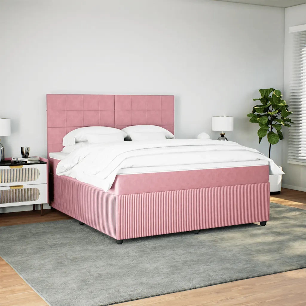 Giroletto a Molle con Materasso Rosa 180x200 cm in Velluto 3292411