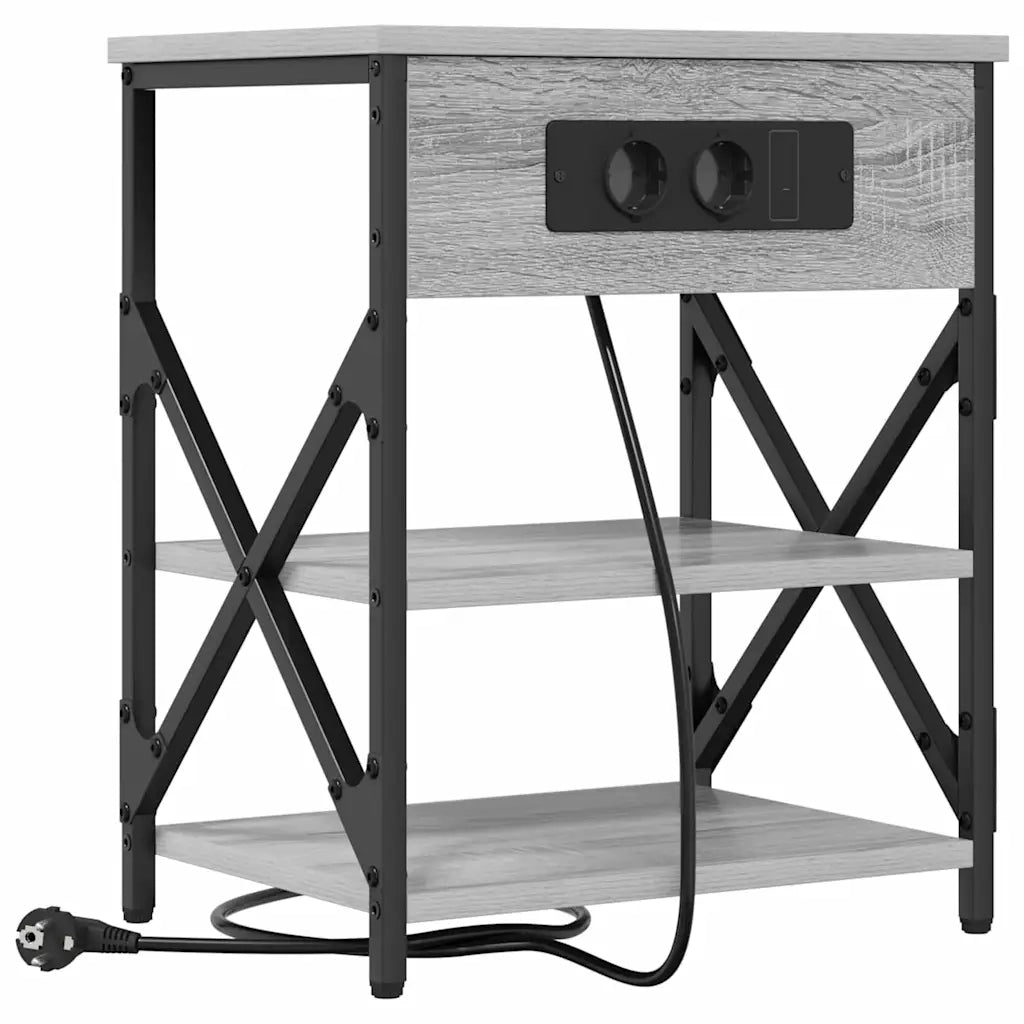 Comodino | Armadio da Notte | Mobiletto da notte con lo scaffale Grigio Sonoma 41 x 31 x 51 cm