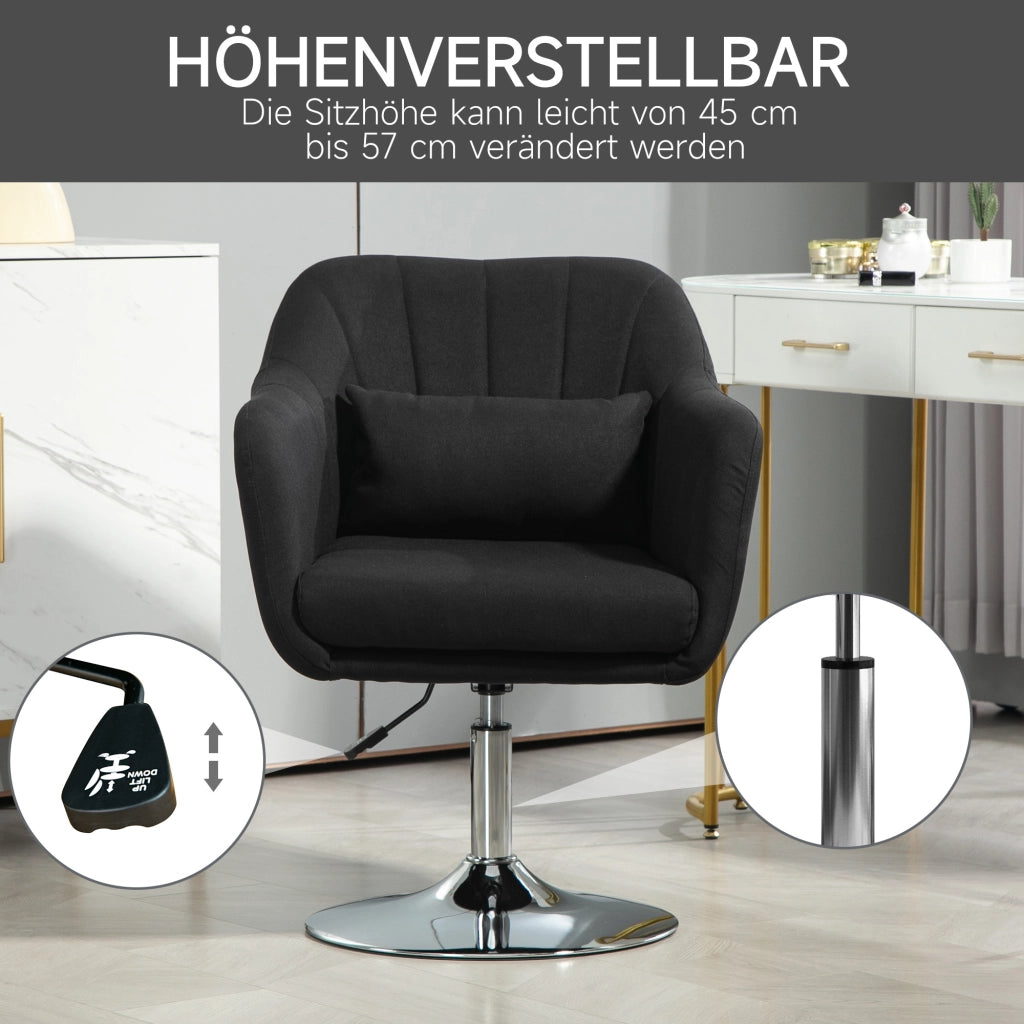 POLTRONA girevole regolabile 60x60x79-91 cm nero poliestere