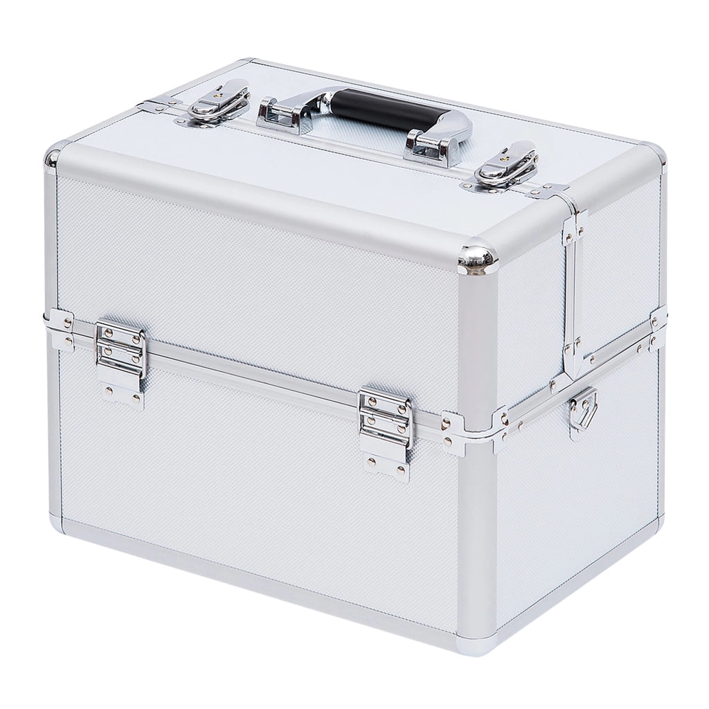 Mallette trucco a 3 livelli con chiavi ¨C zephmum ¨C argento 36.5x24x29 cm