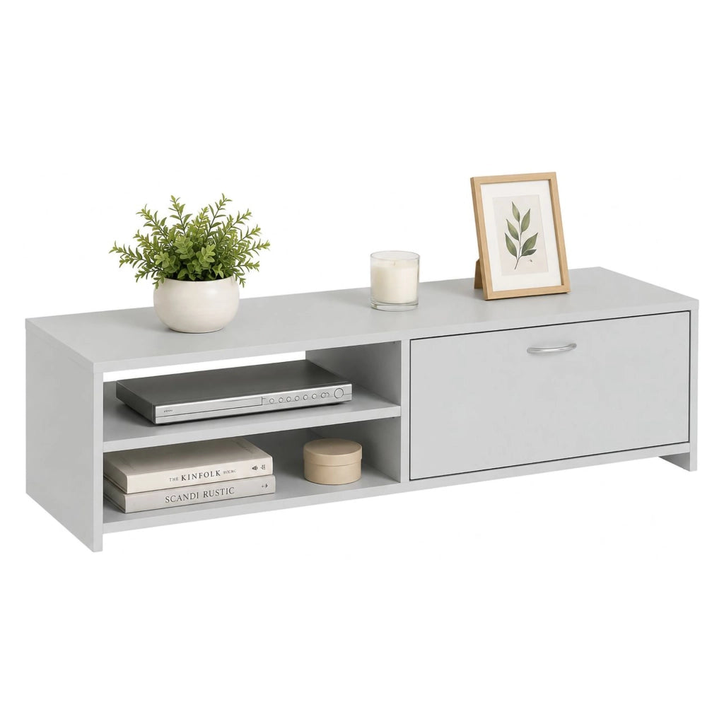 Lihamo, Mobile Porta tv un Cassetto, 120x39x31h cm Grigio