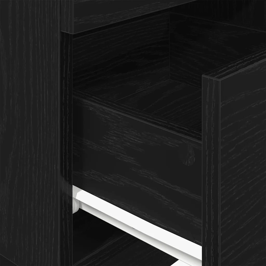 Comodini 2 pz con 2 Cassetti-Set di 2 Tavolino da notte Neri 36x36x68 cm