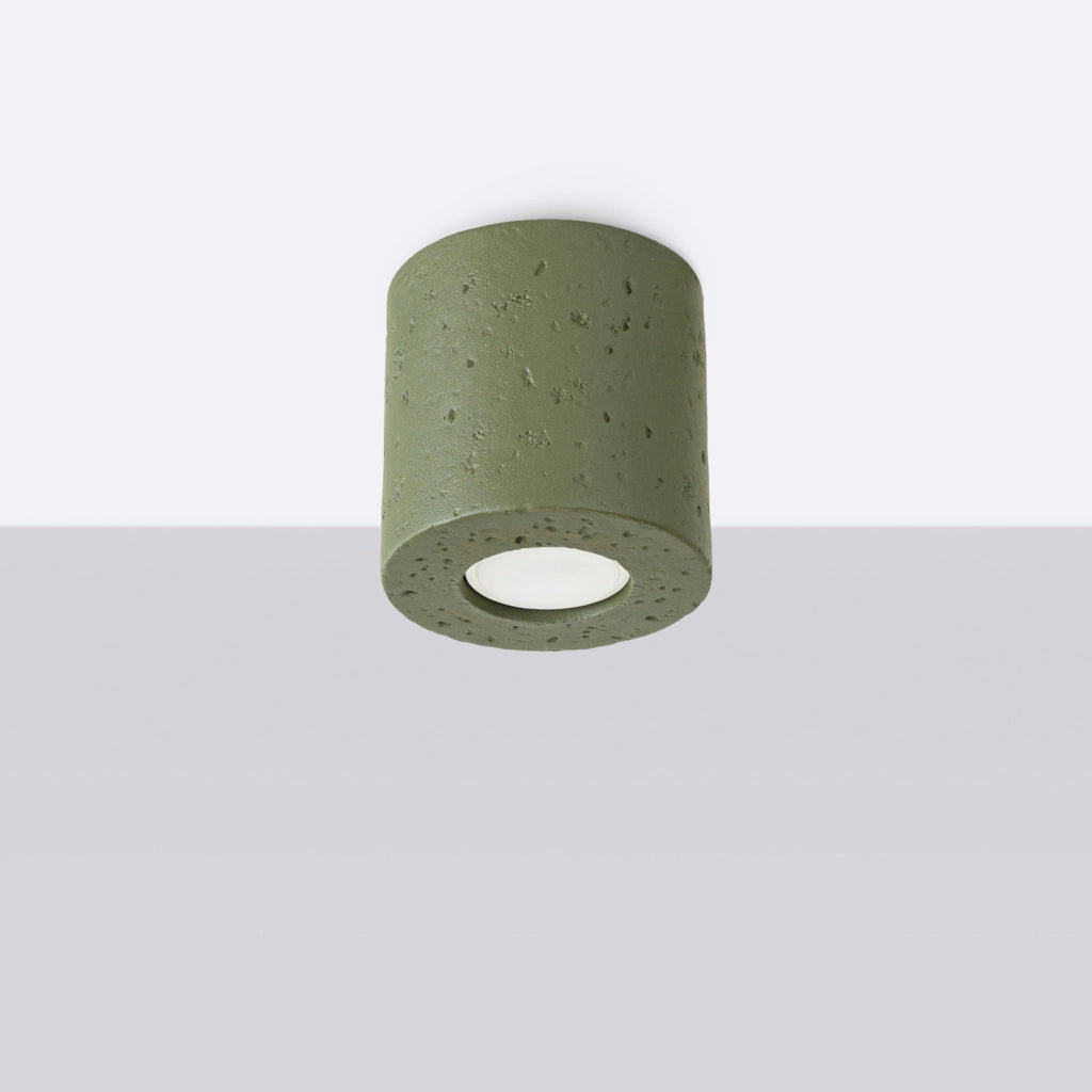 Spot soffitto tondo cemento verde oliva GU10 RONDEO