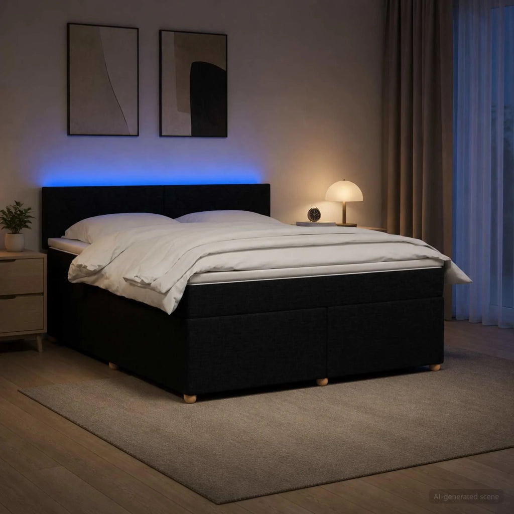 Letto box spring con materasso Nero 140 x 200 cm Tessuto 3452445