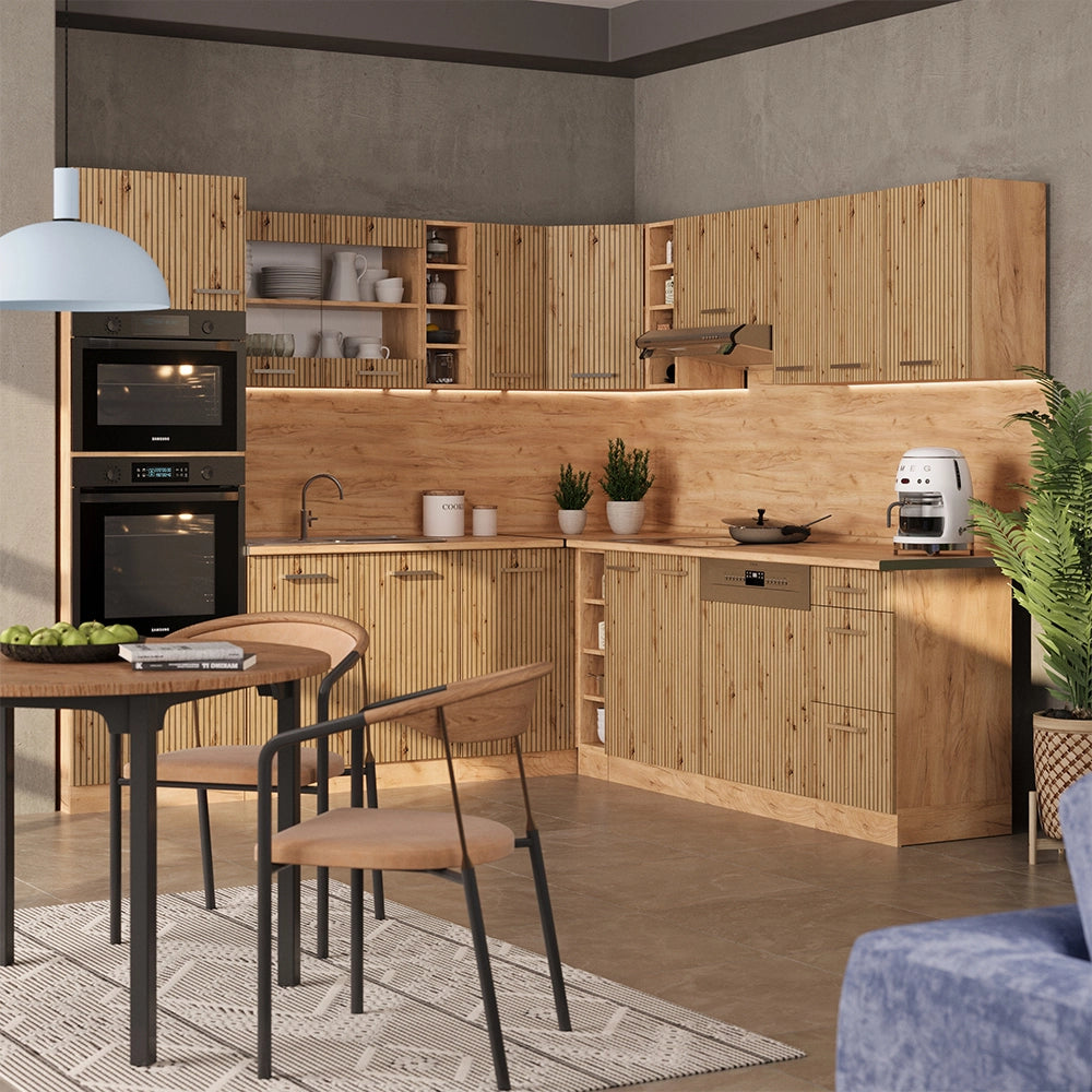 Vicco Cucina angolare completa Rovere artigianale/rovere Goldkraft 237 x 247 cm , PL Marmo