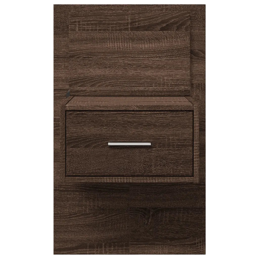 vidaXL Comodino a Parete con luci LED Rovere Marrone