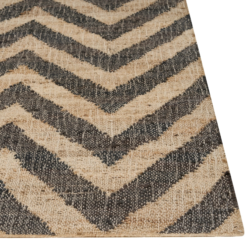 Tappeto di iuta naturale intrecciata con motivo geometrico beige e nero 200 x 300 cm stile boho camera da letto soggiorno