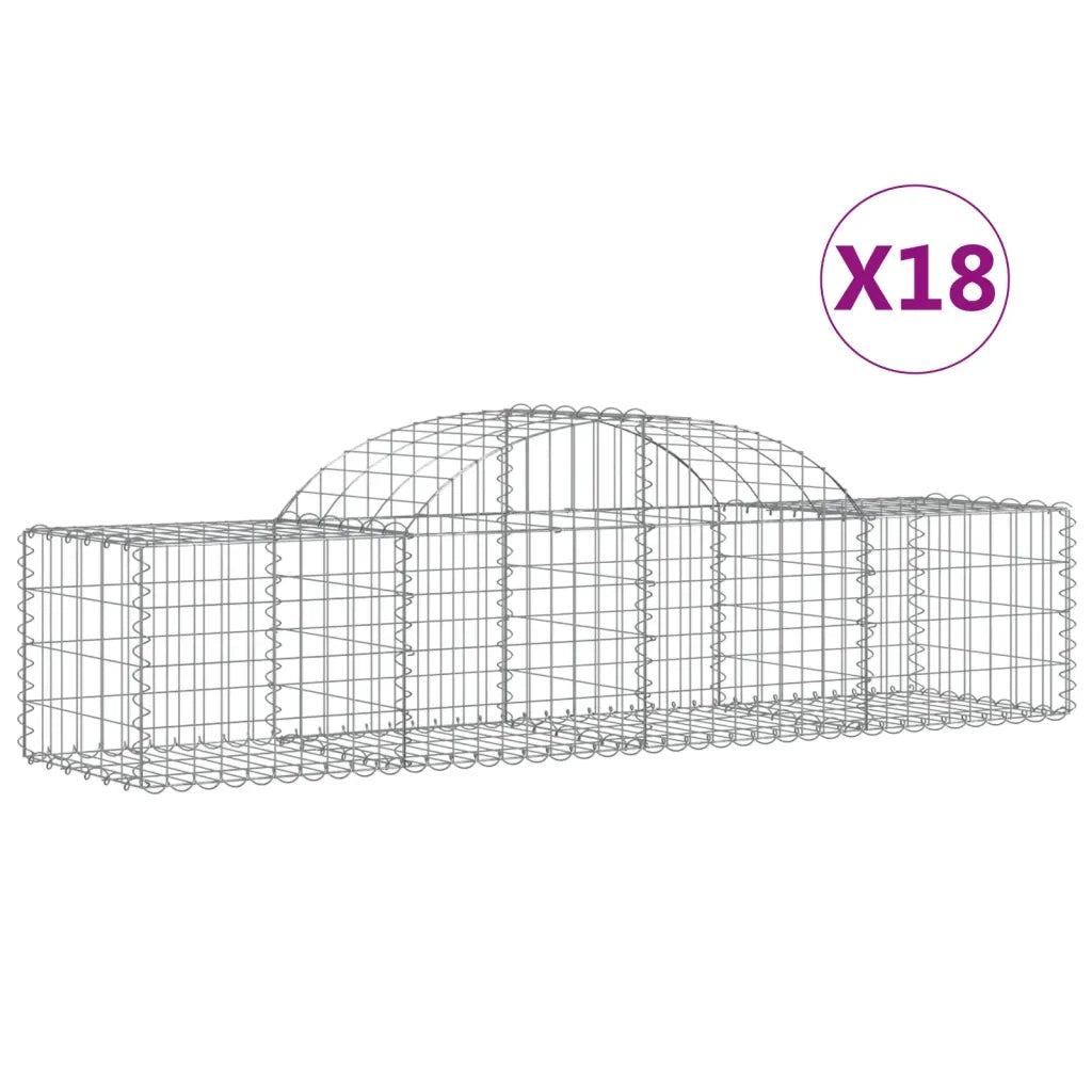 Cesti Gabbioni ad Arco 18 pz 200x50x40/60 cm Ferro Zincato 3146271