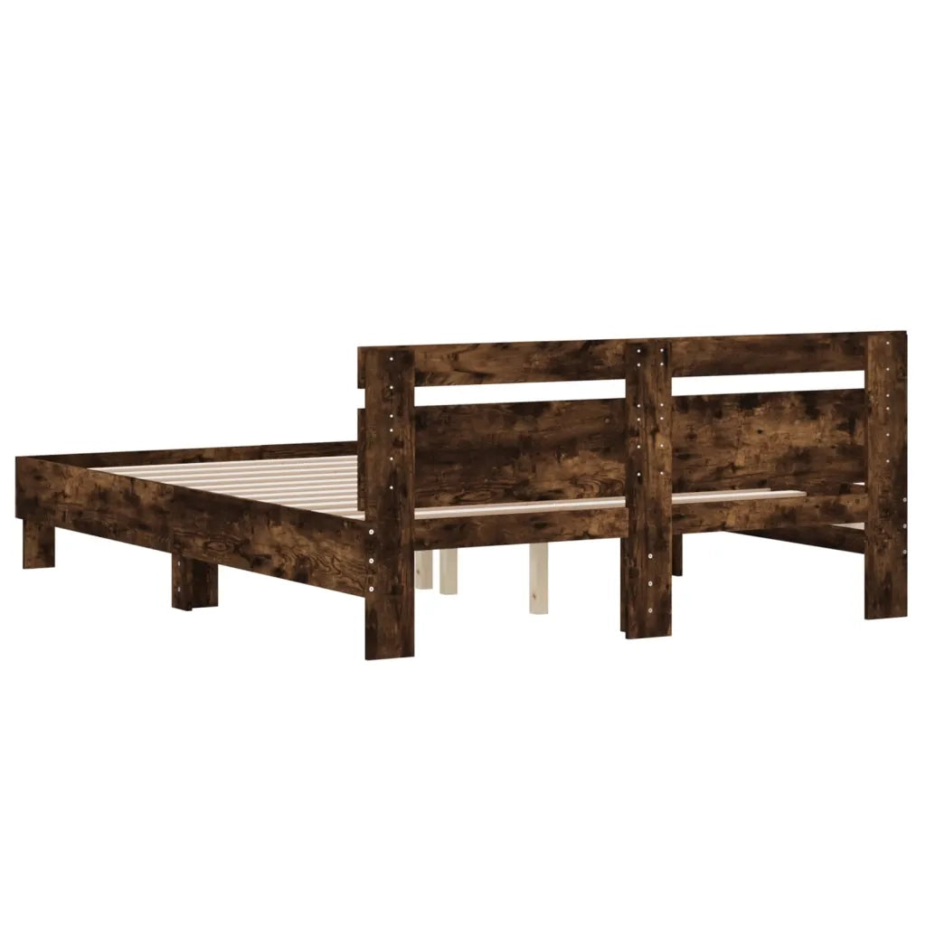 Giroletto con Testiera-Struttura Letto con testiera Rovere Fumo 140x190 cm Legno Multistrato