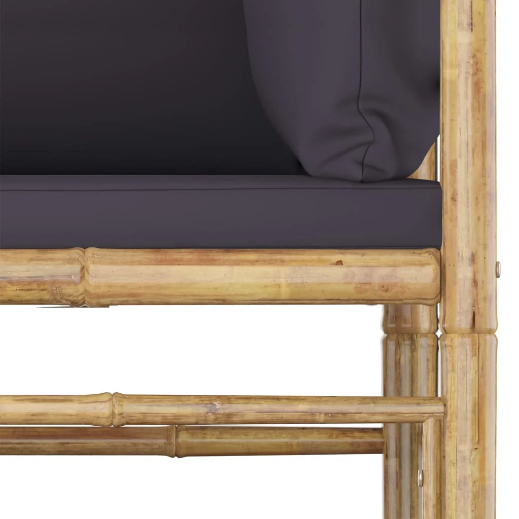 Set di mobili da giardino per esterni 6 pezzi con cuscini in bambù grigio scuro 02_0016784