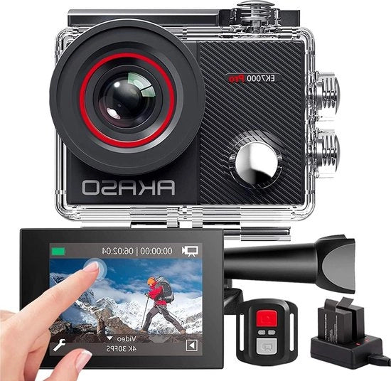 Camera di azione 4K-30FPS con schermo touchscreen, acqua resistente, grande angolo, EIS - 20MP-40M, camera subacquea con 24G telecomando a distanza