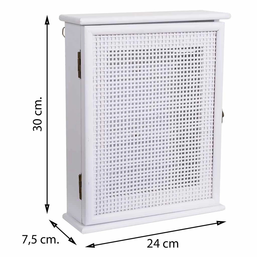 Scatola chiavi legno griglia bianca 24x7.5x30h cm