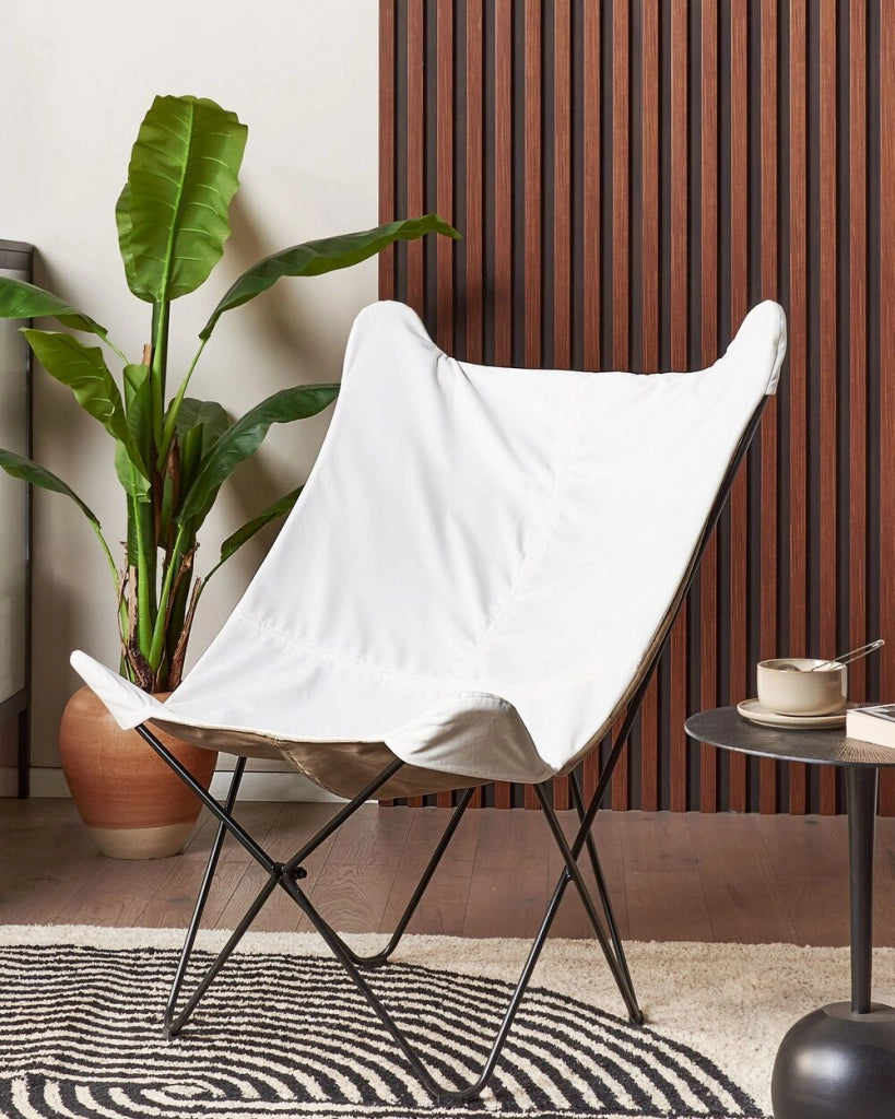 Sedia a farfalla in velluto di colore bianco soggiorno camera da letto design moderno