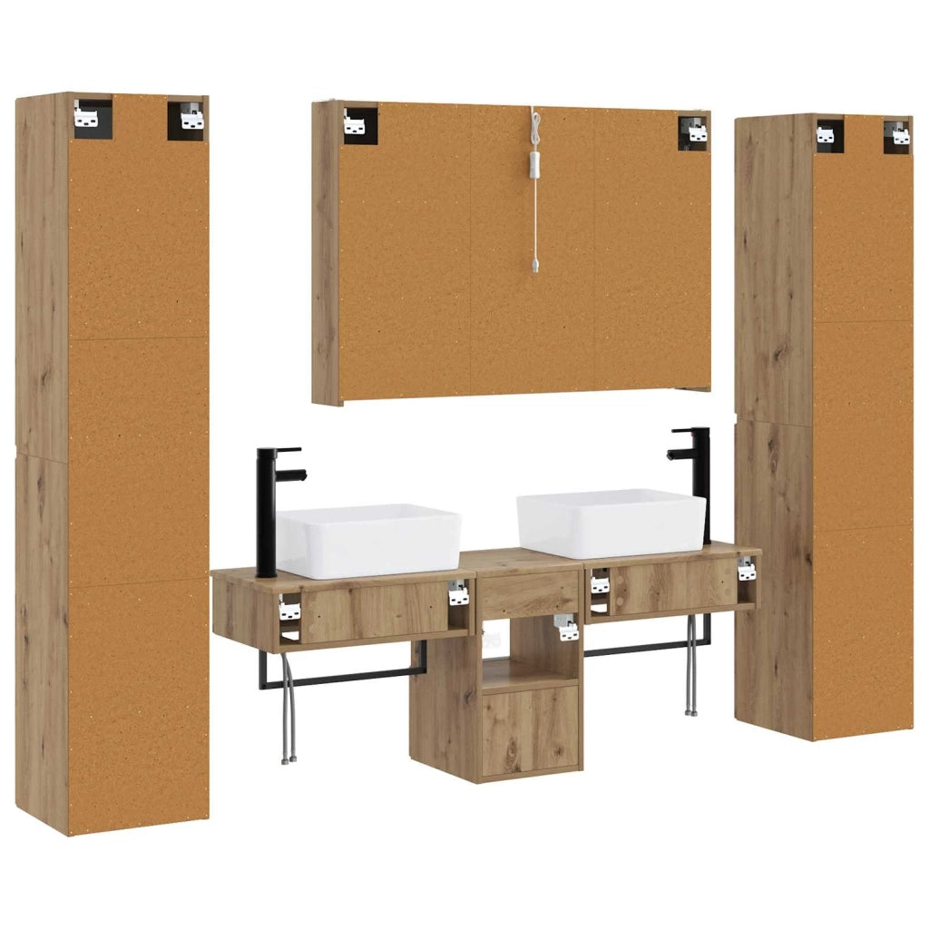 Set di mobili per il bagno 6 pcs Rovere Artigianale 3407206