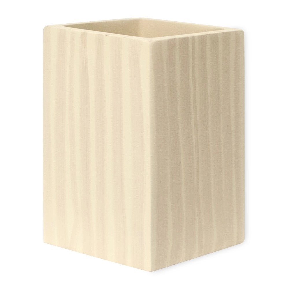 Bicchiere porta spazzolini serie cool da appoggio effetto legno chiaro.
