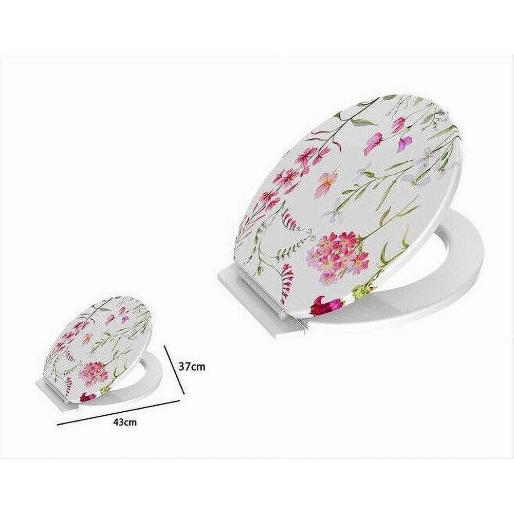 Trade Shop - Copriwater Sedile Coprivaso Wc Water Per Bagno In Pvc Universale Con Fiori 59025 -