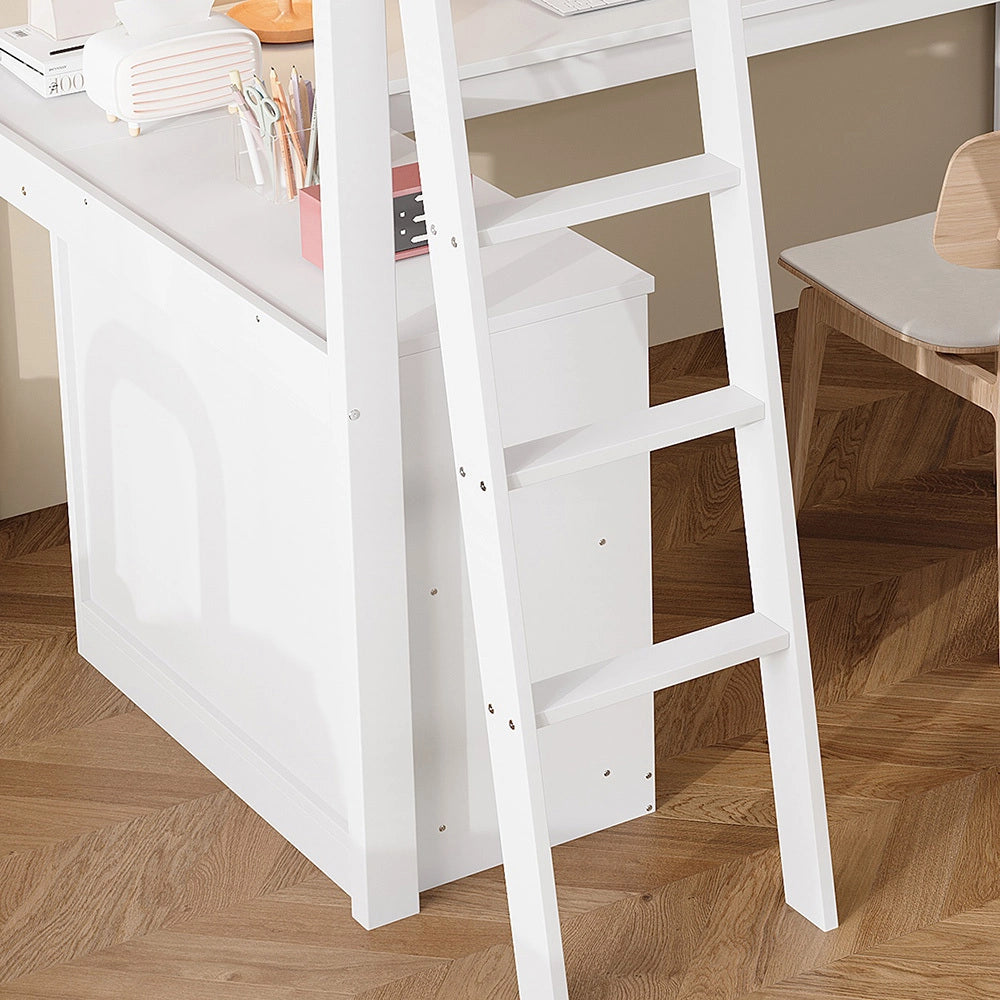 Letto a castello - Xylo - 90x200 cm contenitori feltro bianco