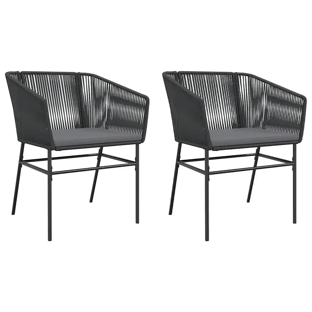 Sedie da Giardino con Cuscini 2 pz | Sedie da Esterno Nere in Polyrattan