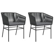 Sedie da Giardino con Cuscini 2 pz | Sedie da Esterno Nere in Polyrattan