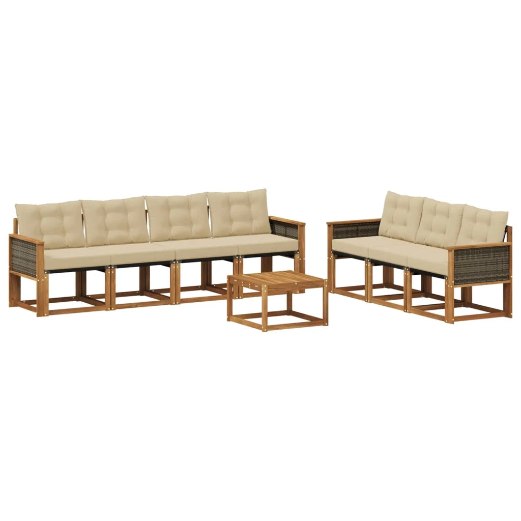 Set di divani da esterno 8 pz Naturale e Beige 3381821