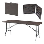 Tavolo da campeggio pieghevole 180 x 75 x 72 cm effetto legno marrone scuro 03_0010998